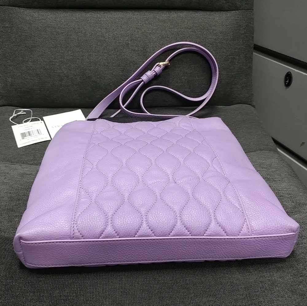 Vera Bradley Genuine Leather Quilted Molly Crossbody Lavender Purple Purse - Picture 12 of 16